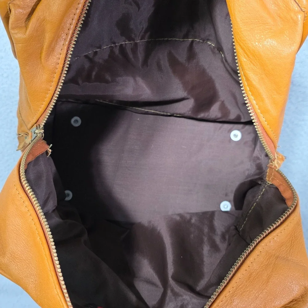 Vintage 70s‎ Cowhide Leather Square Handbag Purse 12x12x7 Burnt Orange Mr. Hide